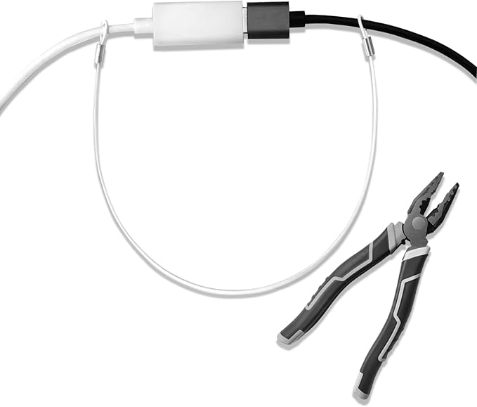 Ciyebst Cable Tethers 5 Pack with Crimping Tool (12 Inches, White Color), Adjustable Security Cable Look, Universal DIY Adapter Tethering Ties Kit for Computer Cord, Pre-Assembled, Tamper-Resistant