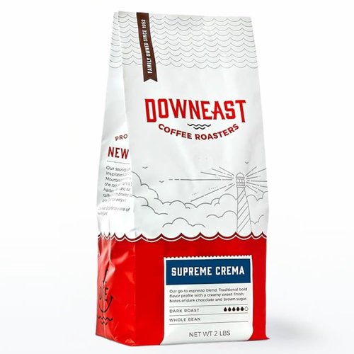 Downeast Coffee Roasters Whole Bean Coffee - Supreme Crema Espresso Blend - 2 lb Bag from Central & South America