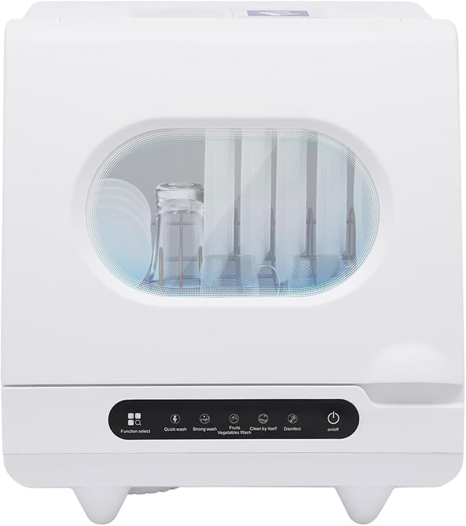 Countertop Dishwasher, 5 Washing 12 Spouts Water Tank Leak-Proof Dry and 360° Rotation Flushing Uitable for Homes Kitchen Apartments Dormitories Campers Rvs