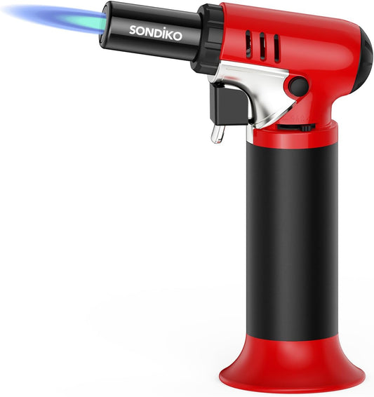 Sondiko Butane Torch Lighter - Refillable Soldering Torch with Adjustable Flame & Visible Fuel Window