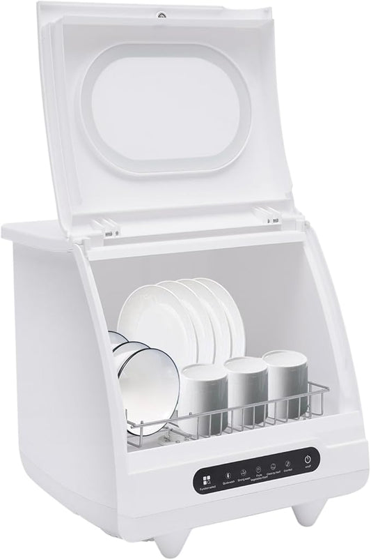 Countertop Dishwasher, 800W Portable Mini Dishwasher with 5 Wash Programs Fully Automatic Dishwashing Machine 360° Rotation Flushing Low Noise for Homes, Dormitories, RV