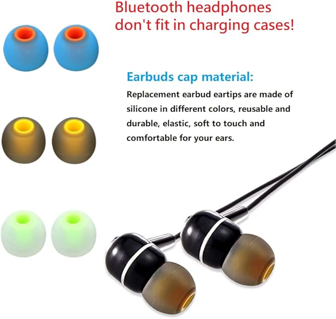 CYADCI Earbud Silicone Ear Tips Earbuds Replacement Ear Tips Gels Bud for Popular in-Ear Headphones Other Inner Hole from 3.8mm - 5.1mm Earphones 9 Pairs S/M/L