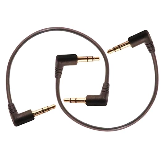 ZJKJHJY 3.5mm Male to Male Audio Cable, Right Angle Auxiliary Cord, 195mm Length, 2-Pack, Gold-Plated Connectors