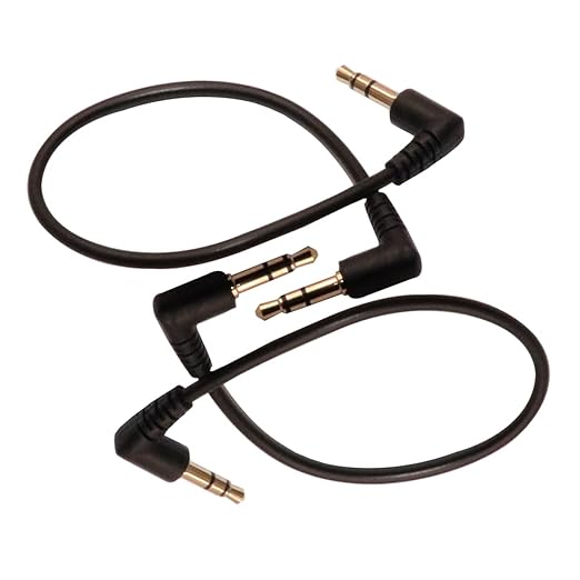 ZJKJHJY 3.5mm Male to Male Audio Cable, Right Angle Auxiliary Cord, 195mm Length, 2-Pack, Gold-Plated Connectors