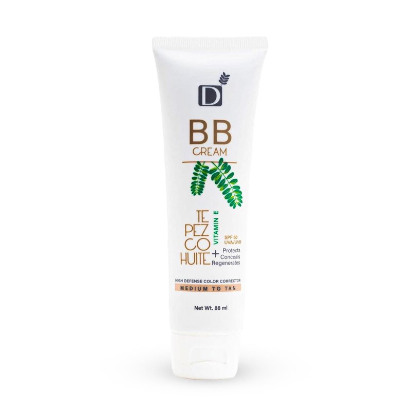 Unisex BB Cream with SPF 50, 3-in-1 Protection, Coverage & Regenerating properties 88ml - Natural ingredients - Tepezcohuite, chamomile, licorice (Medium-Tan) - Eco-Friendly, UNISEX,
