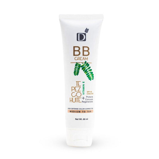 Unisex BB Cream with SPF 50, 3-in-1 Protection, Coverage & Regenerating properties 88ml - Natural ingredients - Tepezcohuite, chamomile, licorice (Medium-Tan) - Eco-Friendly, UNISEX,