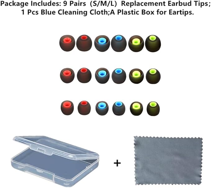 CYADCI Earbud Silicone Ear Tips Replacement Earbuds Gels for Popular In-Ear Headphones Other Inner Hole 3.8mm - 5.1mm 9 Pairs S/M/L
