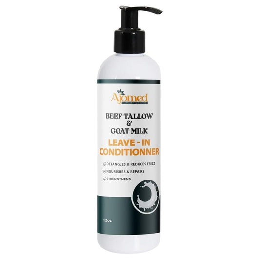 Beef Tallow & Goat Milk Leave-In Conditioner - Handmade Hair Detangler for Anti-Frizz & Dreadlocks | 12 Fl Oz