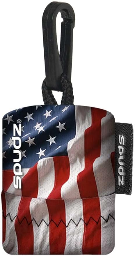 SPUDZ Ultra Microfiber Lens Cleaner with Closeable Bottom – Clip-On Pouch, Washable – for Binoculars, Scopes, Glasses, Screens | Ultra USA Flag, 6 x 6 Inch