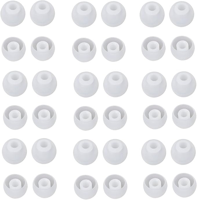 CYADCI 36 Pieces Medium Earbud Tips Soft and Comfortable Ear Bud Replacement Pieces Silicone Fit Most in-Ear Headphones，Inner Hole 3.8mm -5.5mm，Medium Clear White Replacement Eartips