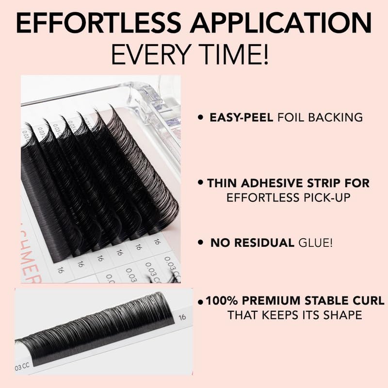 KIARA SKY LASH Premium Cashmere Easy Fan Lash Extensions - Soft Semi-Matte Finish | Black CC-0.03 10mm
