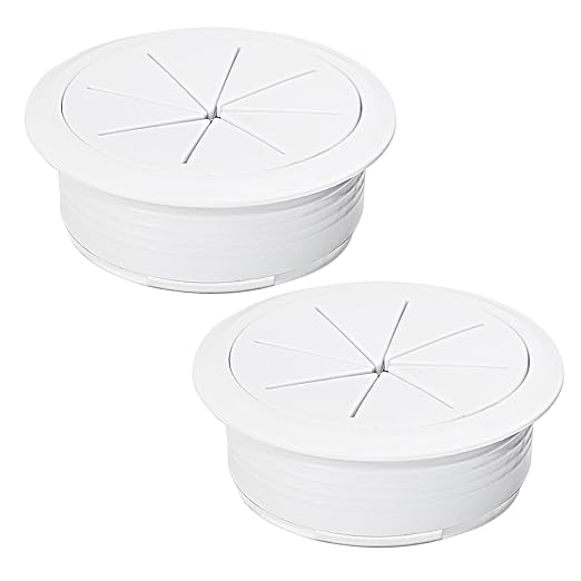 EASYEAH 2 Pcs Desk Grommet 2" / 50 mm, Desk Hole Cover for Cables White, Cable Grommet ABS Plastic, Desk Hole Grommet for Home & Office Pc, Detachable Cable Cord Organizer