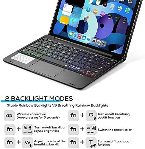PboyiqiS Keyboard Case for iPad 10.2 9th/8th/7th Gen, Rotating Case for iPad9/iPad8/iPad7 with Backlits Touchpad Keyboard-360° Rotatable Smart Cover with Pencil Holder, Black