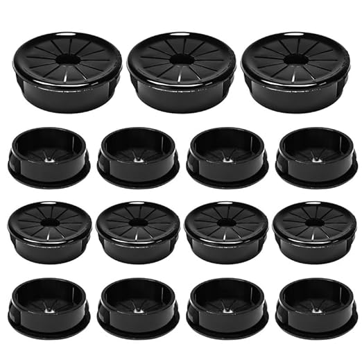 EASYEAH 15PCS Cable Grommets, 1-1/4"(32mm) Desk Hole Cover Petal Shaped Buckle Type Nylon Snap Bushing Grommet, Wire Hole Cover Insert for Cables and Cords Management and Protection of Cabinet, Black