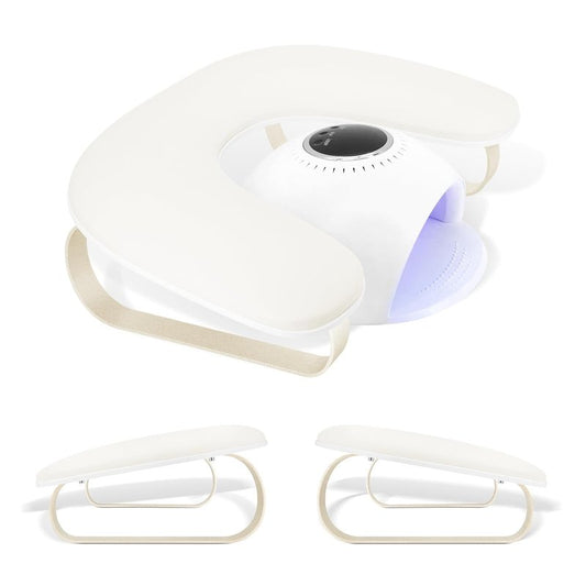 U-Shaped Manicure Arm Rest Stand - Cleanable Leather Nail Hand Rest Pillow for Acrylic Nails | White