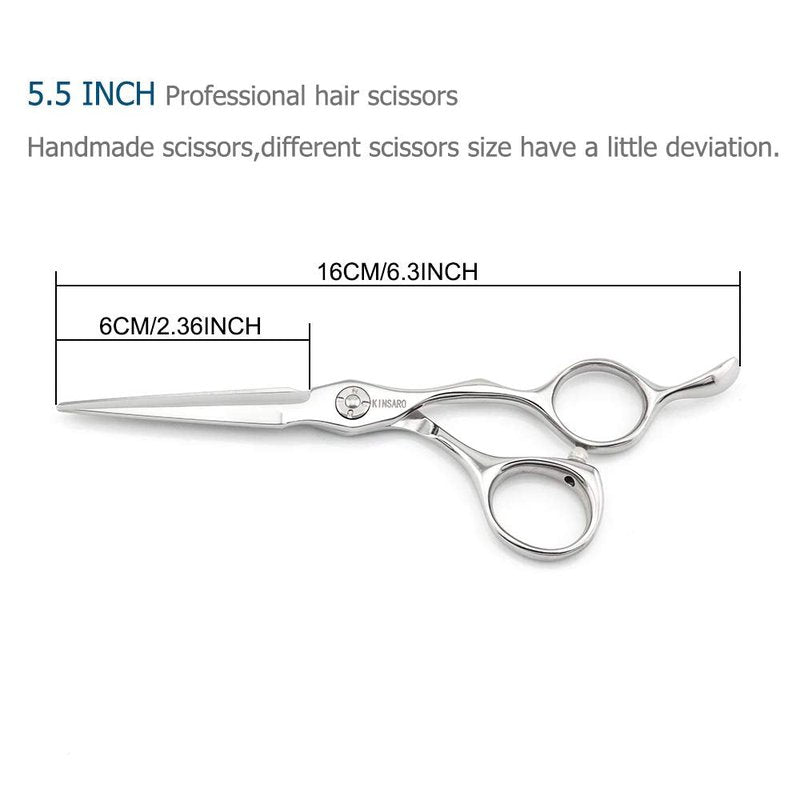 5.5" Professional Hair Scissors to Cut Hair Cutting Haircut Shears 440C Barber Shears Hairdresser Sharp Hair Scissors Bearing Screw KINSARO for Hairdresser Barber or Home Use