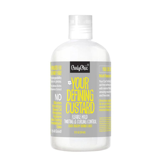 CurlyChic Curl Defining Custard - Moisturizing Styling Cream for Curly & Kinky Hair - 12 fl oz | Flake-Free, Long-Lasting Hold