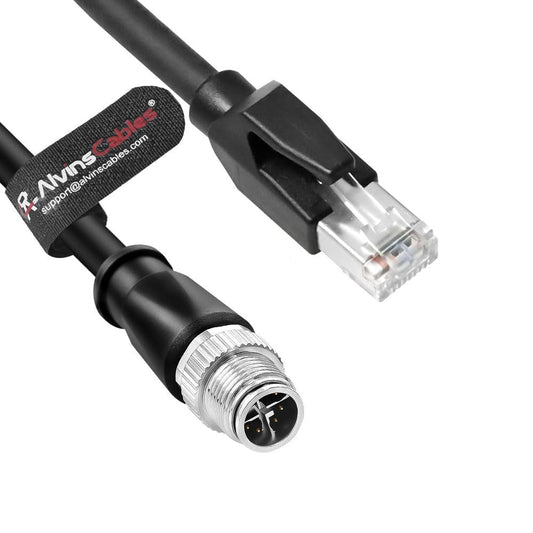 Alvin's Cables M12 8 Pin Male to RJ45 Shielded Ethernet Cable X Coded 8 Position Cat6a Cable for Cognex Industrial Camera 3.2ft/1M