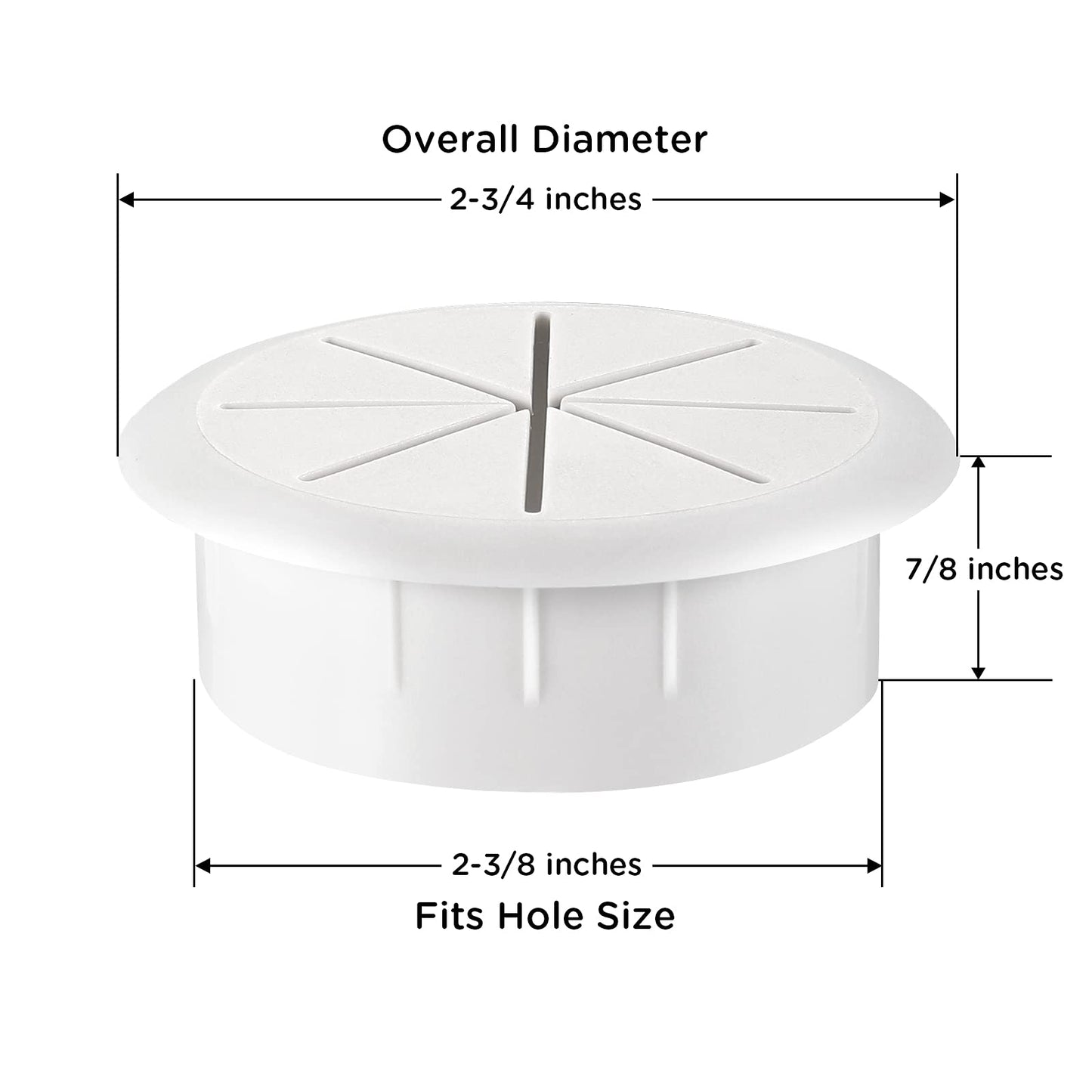 HYCC 2 Pack 2-3/8 Inch Flexible Desk Grommet,Organize Wires and Cables on Office Equipment, Computer Components, Entertainment Systems Effectively - Color: White
