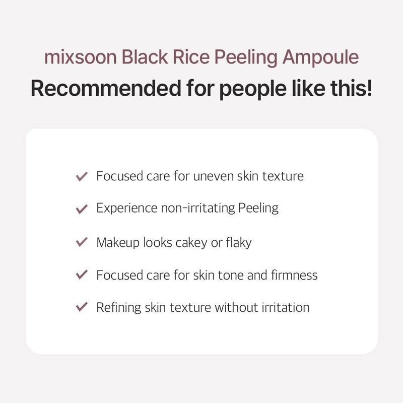 mixsoon Peeling Ampoule - Black rice exfoliant, Gentle Exfoliating Serum for Smooth, Radiant Skin, Dead Skin Cells Remover 100ml / 3.38 fl.oz. Korean Glass Skin Care