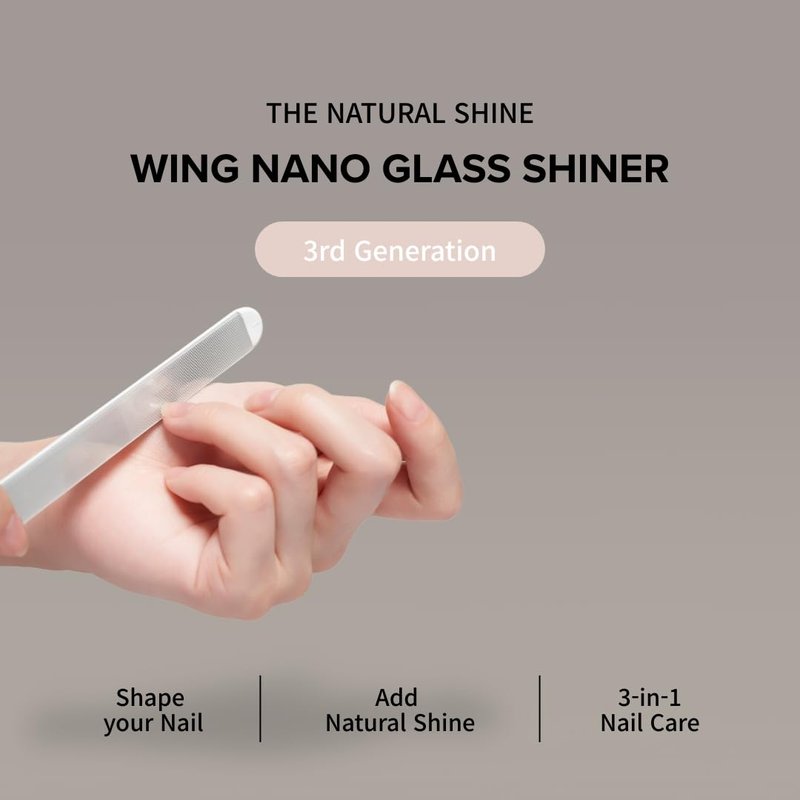 Wing Glass Nail File and Buffer – Nano Glass Nail Shiner, Professional Manicure Tool for Natural Glossy Finish, Washable & Reusable, 5 Colors, 5 Inch (Violet)
