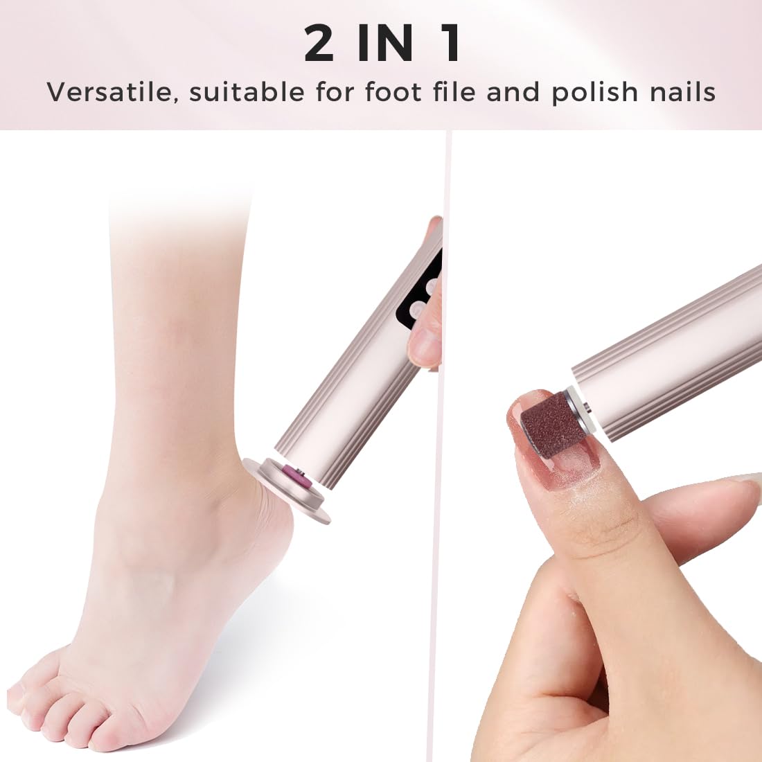 Electric Foot Callus Remover with Nano Glass Head, 9-Speed Rechargeable Foot File with Adjustable R/F Rotation, Digital Display & Powerful Motor for Cracked Heels & Dead Skin (Gray)