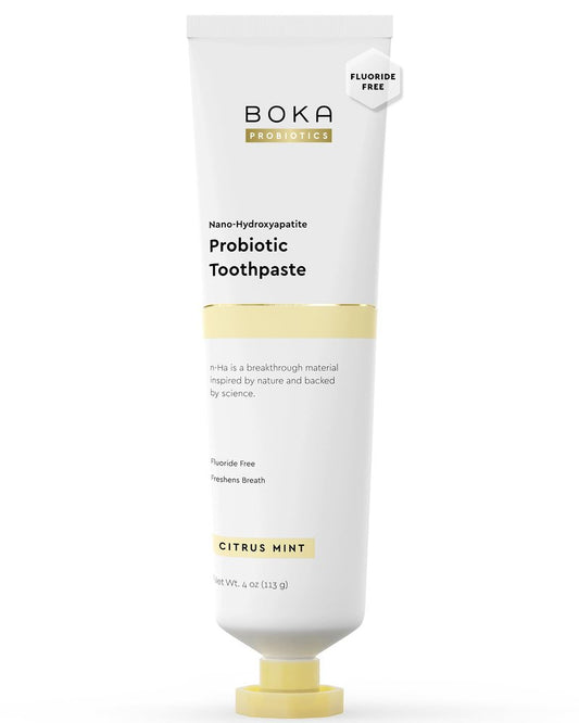 Boka Probiotic Toothpaste - Fluoride Free, Nano Hydroxyapatite Toothpaste - Made with Probiotics - Peppermint Blossom, 4 Fl Oz, 1Pk