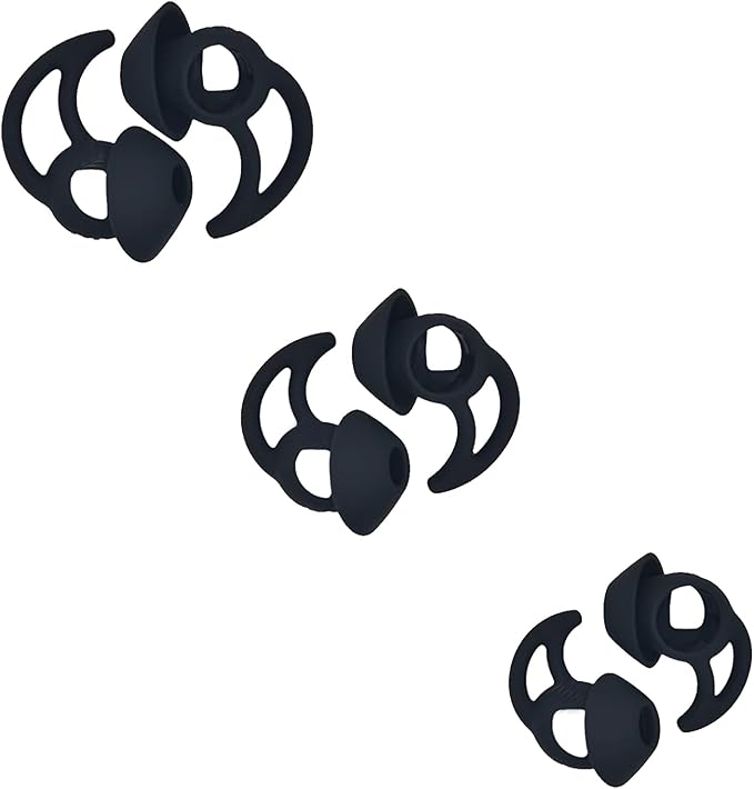 WKYMY Earbud Replacement Tips Silicone Earbud Tips Ear Bud Covers Compatible with Bose Quietcomfort and Sport Headphone Ear Tips 3 Pairs S M L Black