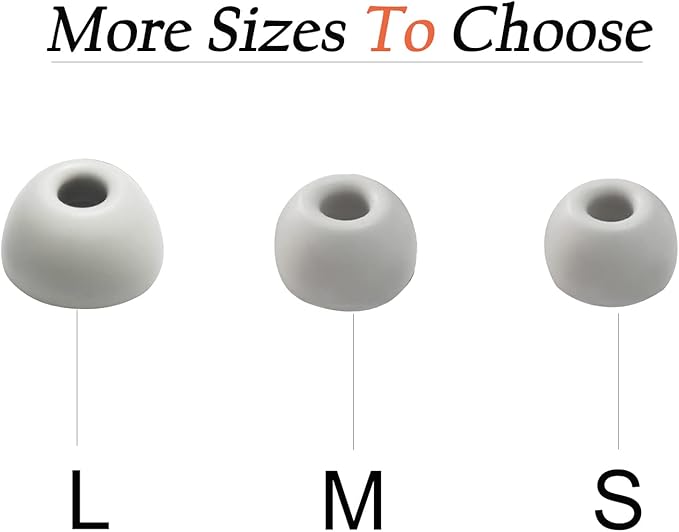 Replacement Ear Tips for Beats Studio Buds+, Fit Pro, Solo Buds, PowerBeats Pro 2 - Silicone Earbud Tips Noise Isolating Comfort Fit 6 Pairs (Gray White, S/M/L)
