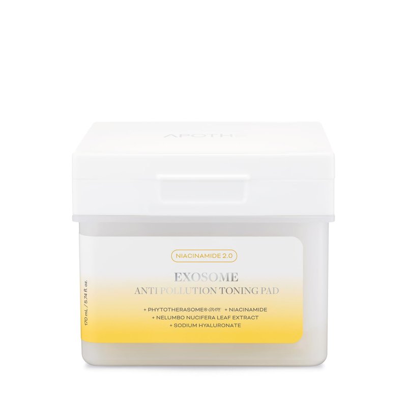 APOTHE Exosome Anti-Pollution Toning Pads with Niacinamide & Lotus – Brightening, Hydrating & Exfoliating, 60 Pads (3.38 fl oz)