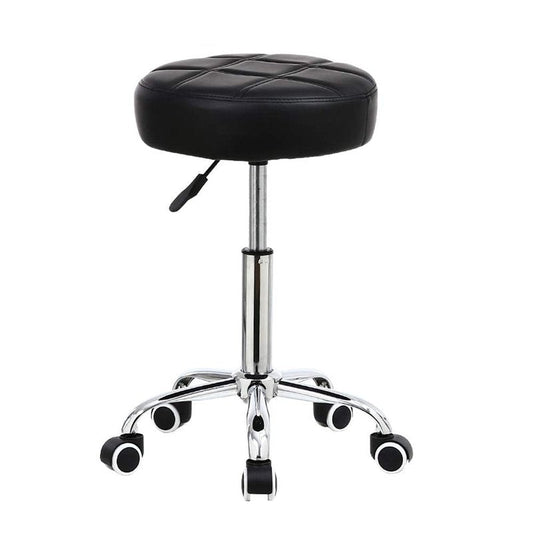 KKTONER Round Rolling Stool PU Leather Height Adjustable Swivel Drafting Work SPA Medical Salon Stools Chair with Wheels Black