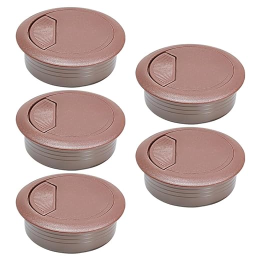 EASYEAH 5 Pcs Desk Grommet 2" / 50 mm, Desk Cord Hole Cover, Cable Grommet ABS Plastic, Desk Hole Grommet for Home & Office Pc, Detachable Adjustable Cable Cord Organizer-Reddish Brown