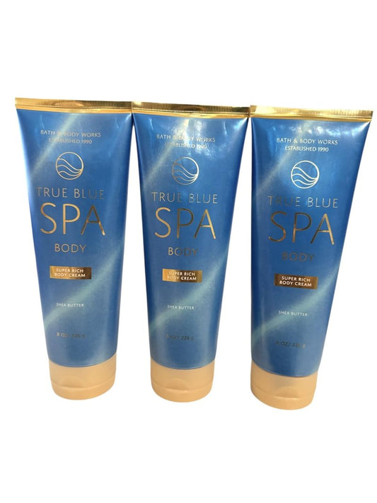 Lot of 3 Bath and Body Works True Blue Spa Lay It On Thick Super Rich Body Creams 10 Ounce (283 Gram) Each