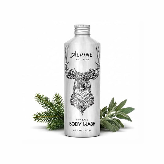 Alpine Provisions Natural & Organic Body Wash with Fir & Sage – Moisturizing Shower Gel with Aloe Vera, Coconut Oil & Essential Oils – Vegan, Sulfate-Free, Plastic-Free – 16.9 fl oz