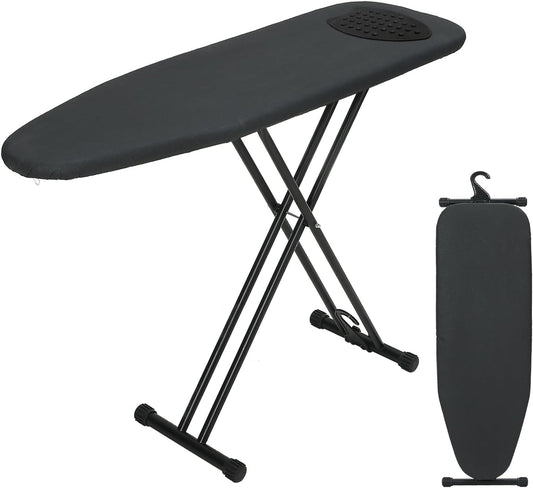 RAINHOL Ironing Board - Heavy Duty 48x15 Full Size with Smart Hanger & Heat-Resistant Pad | Black