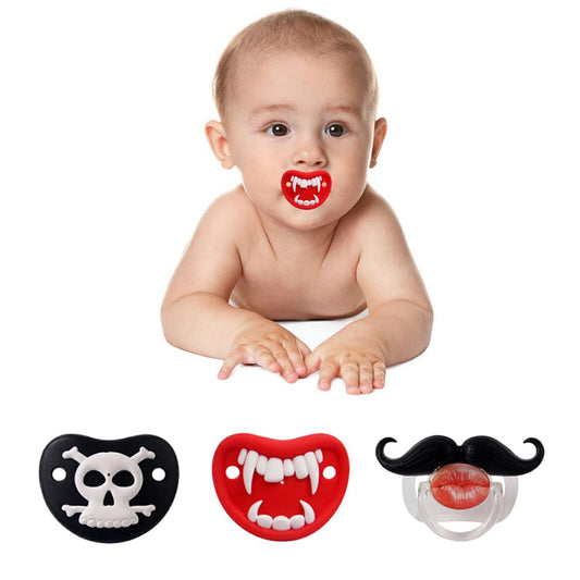 ROBBEAR Funny Baby Pacifier - Cute Mustache Vampire Binky | BPA-Free Silicone for Infants 0-36 Months