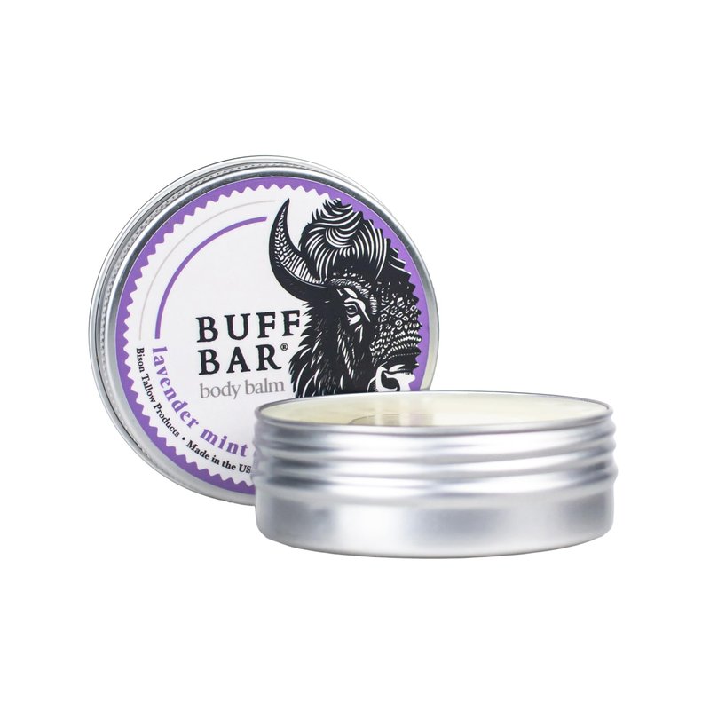 Big Crazy Buffalo Buff Bar Bison Tallow Balm Lavender Mint, All Purpose Skin Moisturizer, Dry Cracked Skin Hands Face Feet, Natural Non-Comedogenic Hydration, Sensitive Skin, 2 oz Tin (2-Pack)