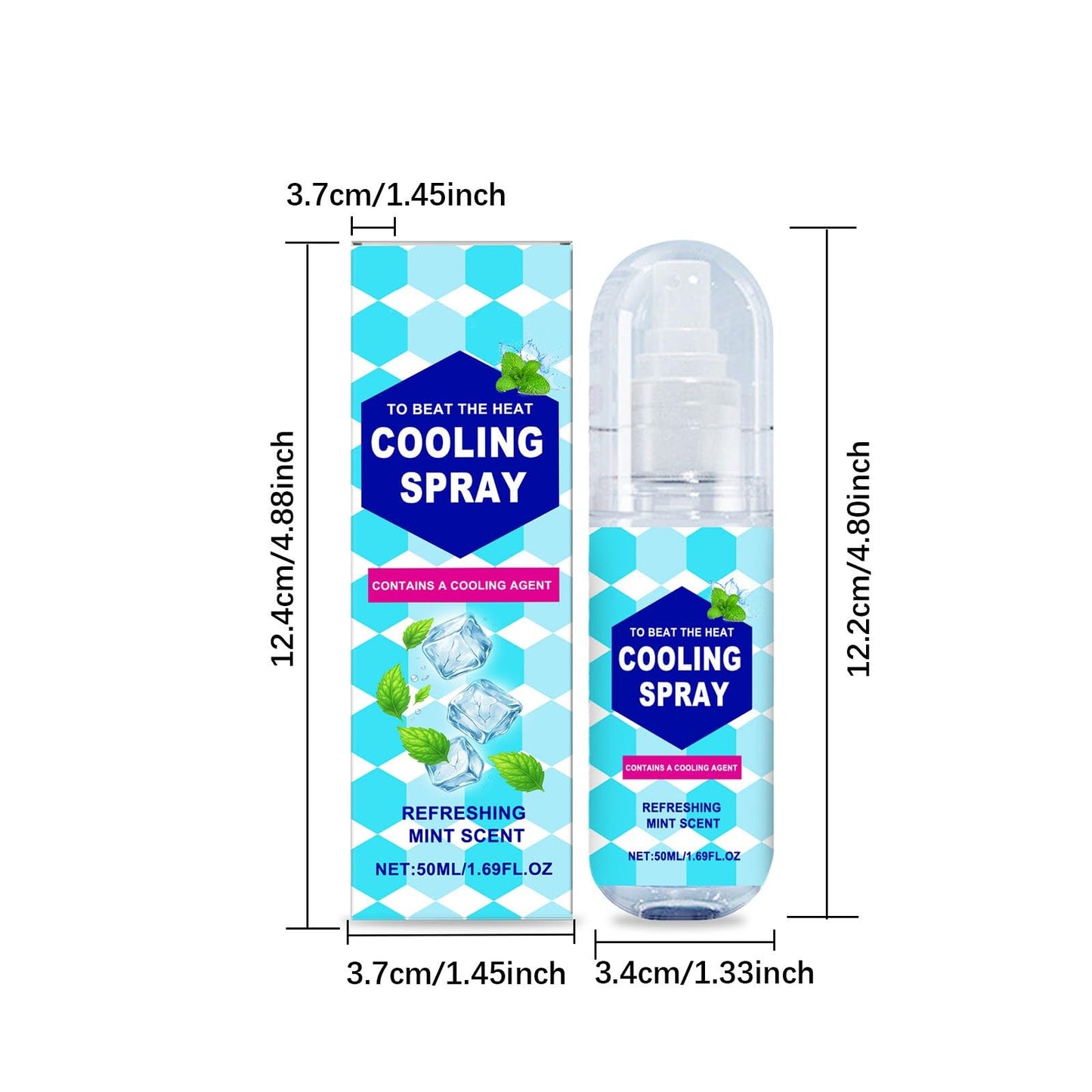 Cool Spray Cool Down Heatstroke Prevention - Lasting Cool Mist - For Clothes Body - Portable Cool 50ml