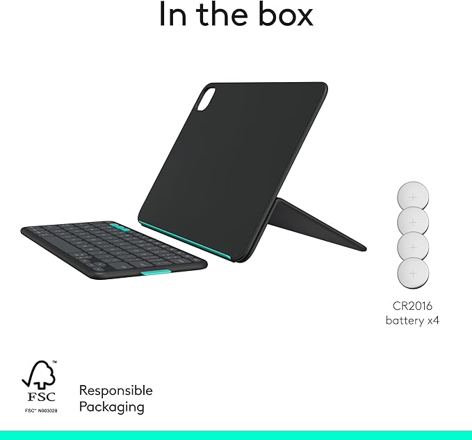 Logitech Flip Folio, Keyboard Case for iPad Pro 11-inch (M4 & M5) & iPad Air 11-inch (M2, M3 & M4)(5th Gen) - Protective & Stowable Bluetooth Keyboard Case, Multi-Device - Midnight Black