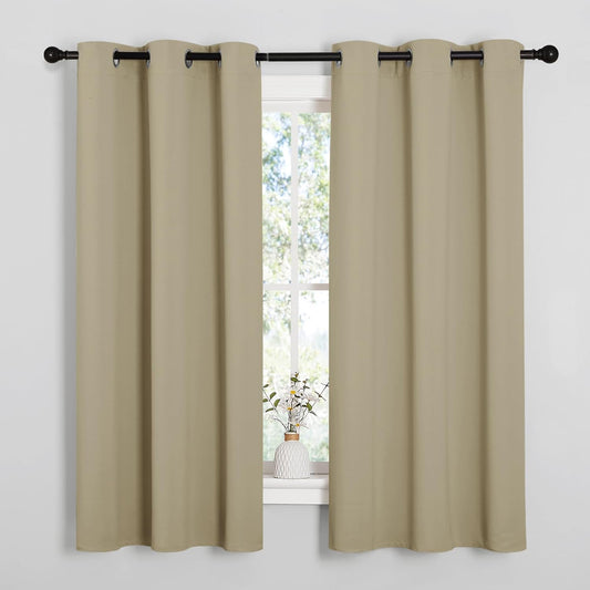 NICETOWN Thermal Insulated Grommet Curtains - Room Darkening Drapes for Bedroom | Cocoa Eggnog, 2 Panels, 42x63 Inches