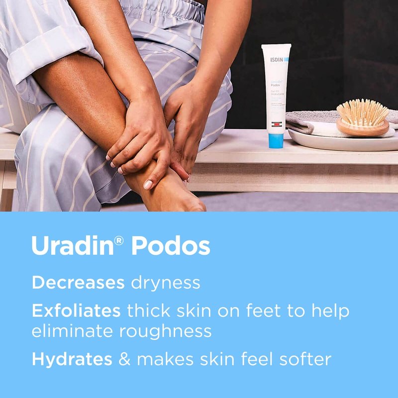 ISDIN Foot Care Cream - Uradin Podos Gel Oil for Dry Cracked Feet | 10% Urea, Fast Absorbing, 2.5 Fl Oz