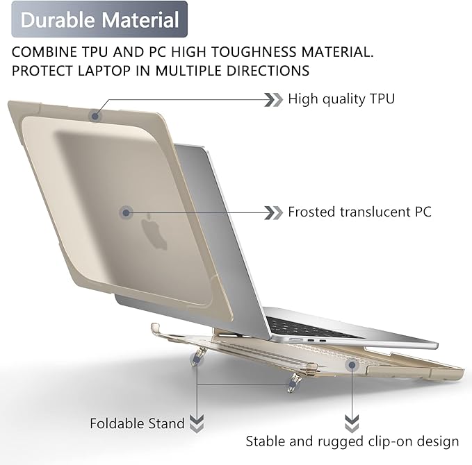 Batianda FlexStand Heavy Duty Case for MacBook Air 13.6 inch, Matte Khaki