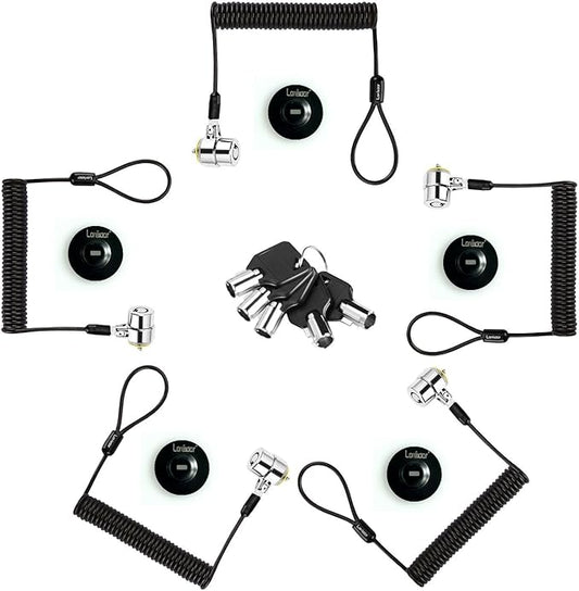 LORADAR Security Retractable Cable Lock Portable Keyed Laptop Lock 5 Keys 8Ft for Monitors, Laptops, MacBooks, Tablets, iPad,Mac mini,(5 Pack Keyed Alike)