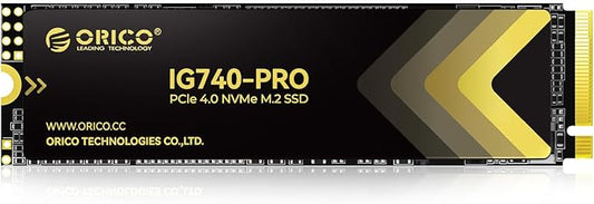 ORICO Industrial SSD 2TB M.2 NVMe SSD, PCIe 4.0 Drive with 7450MB/s Read Speed, TLC NAND, Advanced Data Security and Innovative Heatsink, for Industrial PC, Personal Laptop and PS5 - IG740PRO