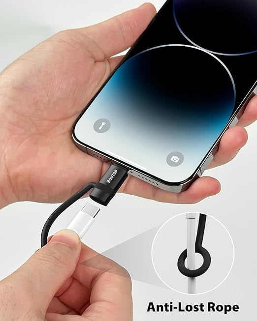 BOUTOP [MFi Certified] 36W USB C to Lightning Cable Adapter, Support Data Sync/PD Fast Charging Compatible with iPhone iPad AirPods, with Anti-Lost Holder - Black 3 Pack