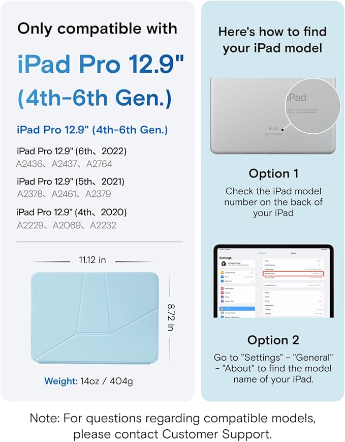 MOFT Dynamic Folio Case for iPad Pro 12.9" (6th 2022 | 5th 2021 | 4th 2020), Slim Magnetic Stand Case with 20+ Viewing Angles, Auto Wake/Sleep, Ultra Thin, Soothing Mist x Misty Cove