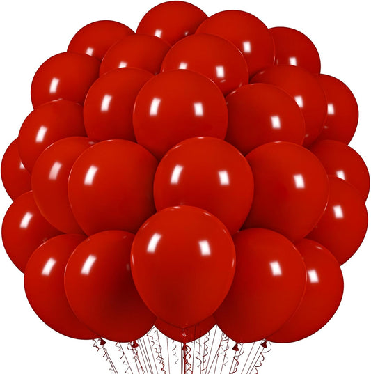 Voircoloria Ruby Red Balloons - 12-Inch Dark Red Latex Party Balloons | 66-Pack for Celebrations