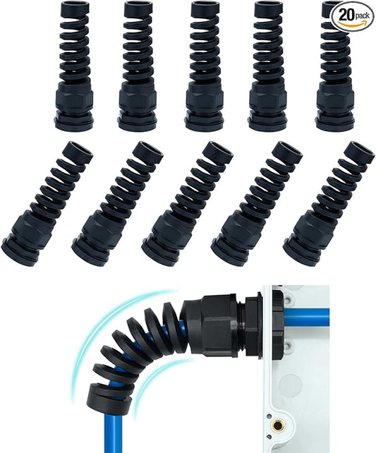 Aandxmok 10 Pack Black Nylon Cable Gland, NPT 1/2" Thread, Made of PA66 Material, High Wear Resistance and Chemical Resistance (Black, PG21(10Pcs))