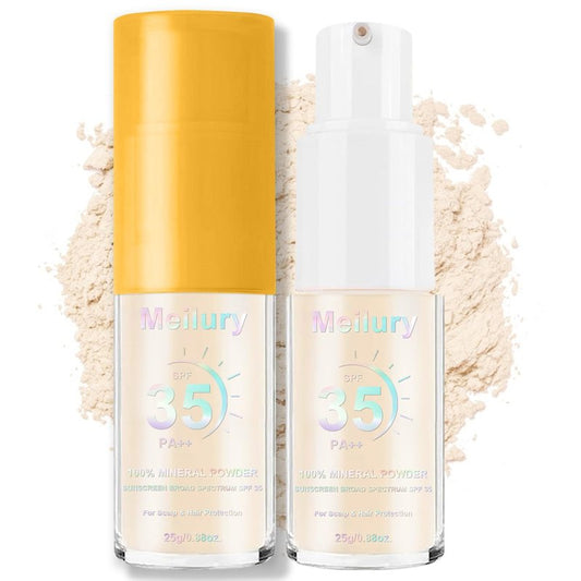Mineral Sunscreen Powder for Scalp & Hair - SPF 35 PA++ Broad Spectrum UV Protection | Lightweight & Non-Greasy, 0.71 Oz.