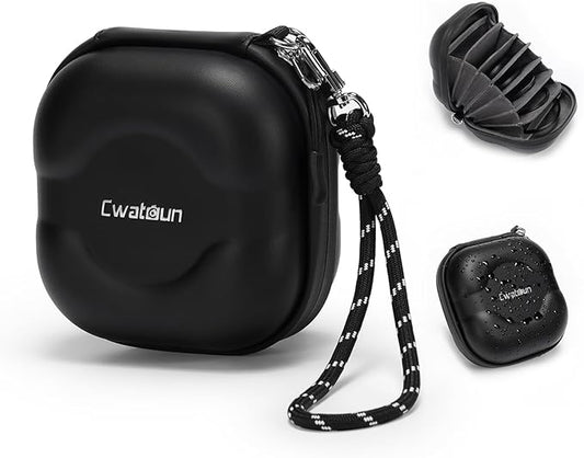 Cwatcun Hard Shell Lens Filter Case, Camera Filter Case for 7 Filters Up to 100mm with Hand Strap, Dustproof & Waterproof Camera Lens Filter Storage Case for ND UV CPL Filter Pouch